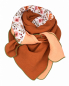 Preview: Musselin-Schal Damen Apricot, Braun & Weiß 140 × 140 cm von OBERMUTTI